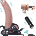 İçi Dolu Titreşimli Uzaktan Kumandalı Belden Bağlamalı Penis 20 cm 1