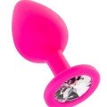 Silikon Taşlı Anal Plug Medium Pembe 2