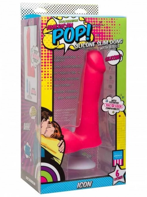 American Pop! Icon Slim 6″ Vac-U-Lock Özellikli Realistik Dildo 16.5 cm 4