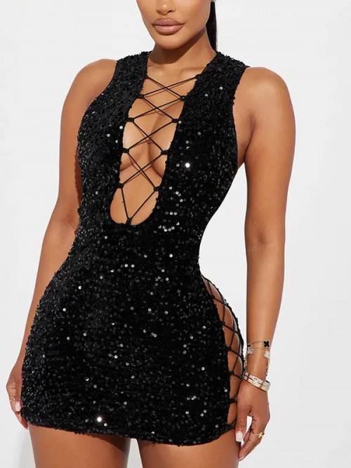 Seksi Mini Gece Elbisesi Payetli 1