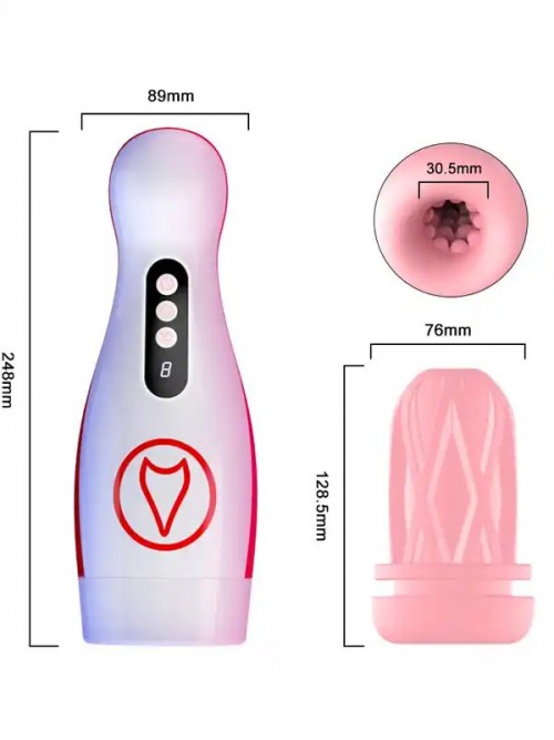 FoxShow M50 Şarjlı Emme ve Titreşim Özellikli Oral Seks Mastürbatörü 3