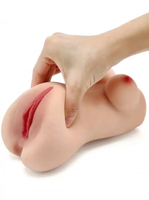 Anal ve Vajinal Çift Girişli Göğüslü Mastürbatör 3
