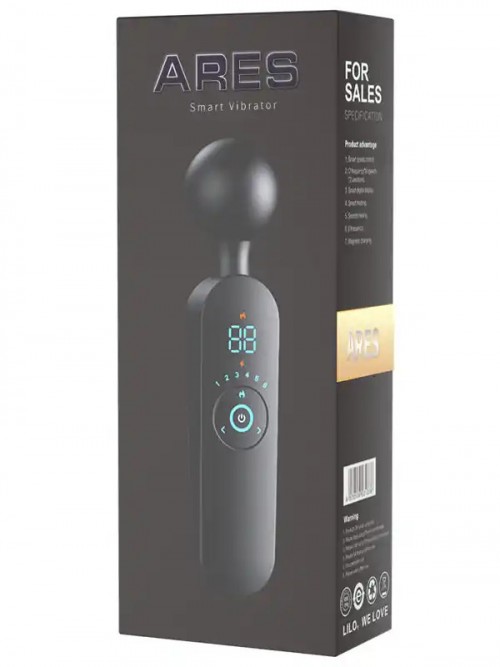 LCD Ekranlı Isıtmalı Şarjlı 12 Titreşim Modlu Wand Vibratör 22 cm 5