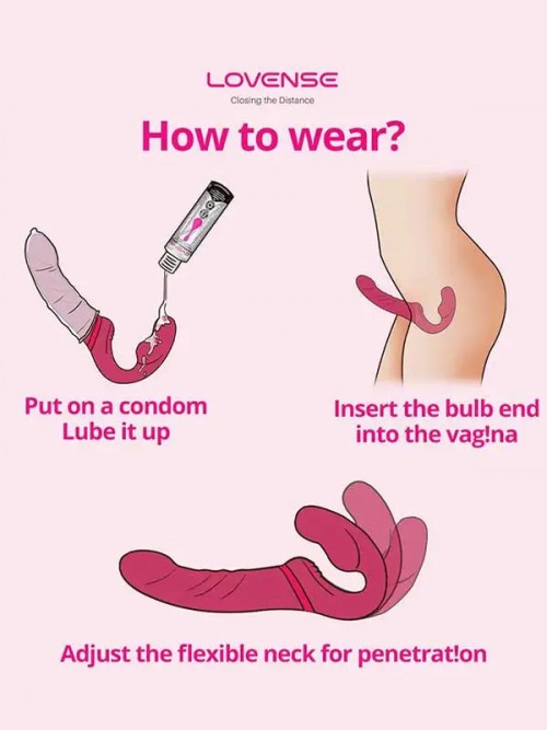Lovense Lapis App Control Flexible Double Vibrating Strapless Strap-on 6