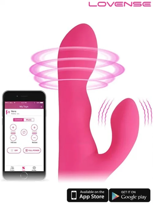 Lovense Nora Çiftler için Bluetooth ve Telefon Kontrollü Rabbit Vibratör 3
