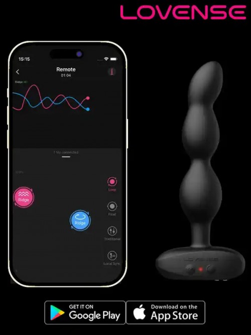Lovense Ridge Telefon Kontrollü Anal Beads Vibratör 360° Rotating 3