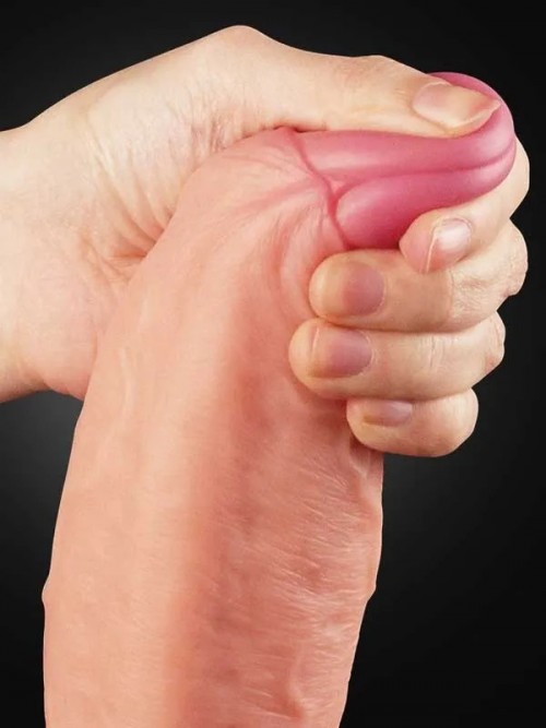 LoveToy Çift Katmanlı Platinyum Silikon Realistik Dildo 28 cm 6