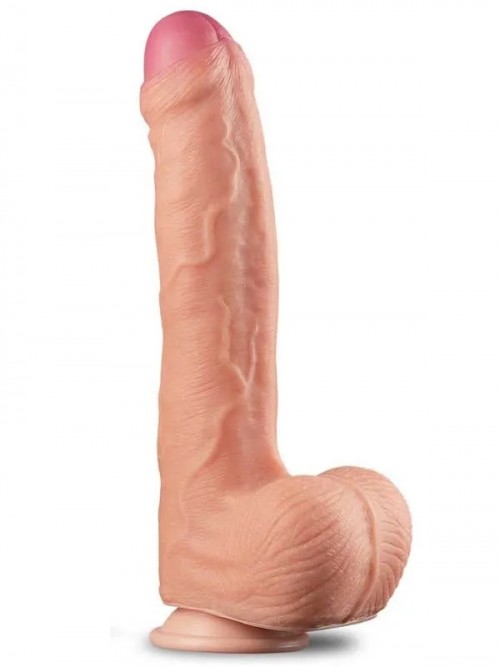 LoveToy Çift Katmanlı Platinyum Silikon Realistik Dildo 28 cm 3