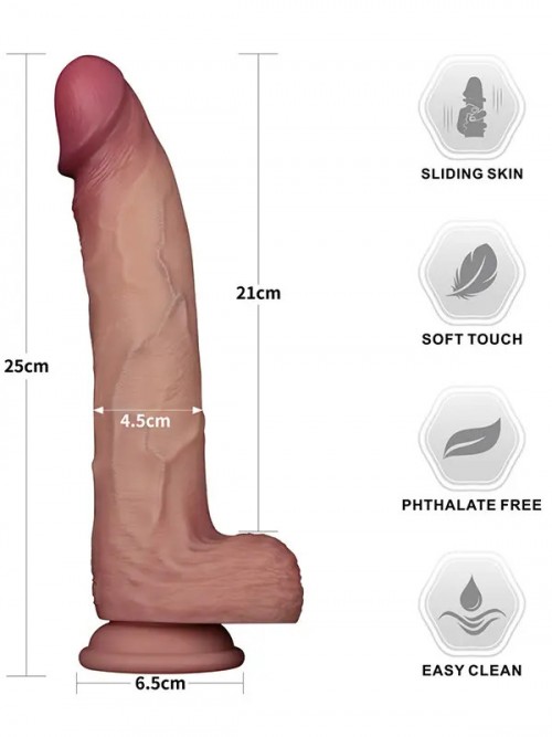 Lovetoy 10” Sliding Skin Pro II Dual Layer Silicone Dong 25cm 3