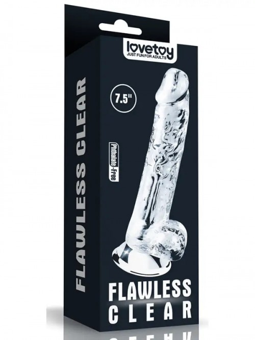 LoveToy 7.5” Flawless Clear Dildo Esnek Jel Dildo 19 cm Ek Resim