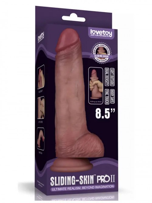 Lovetoy 8.5” Sliding Skin Pro II Dual Layer Silicone Dong 21.5cm Ek Resim