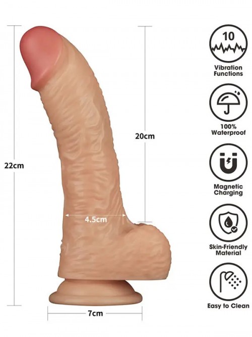 Lovetoy 8.5” Vibrating Power Basics Cock Titreşimli Şarjlı Dildo 22cm 4