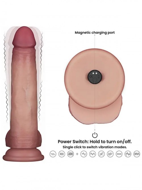 Lovetoy 8.5″ Vibrating Sliding Skin Pro II Silicone Dong 21.5cm 5