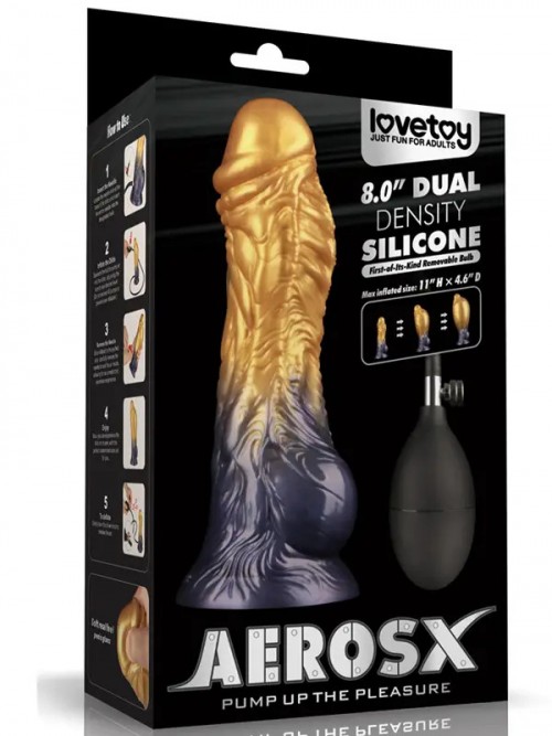 Lovetoy 8” Dual Density Silicone Şişirilebilir Monster Dildo Ek Resim