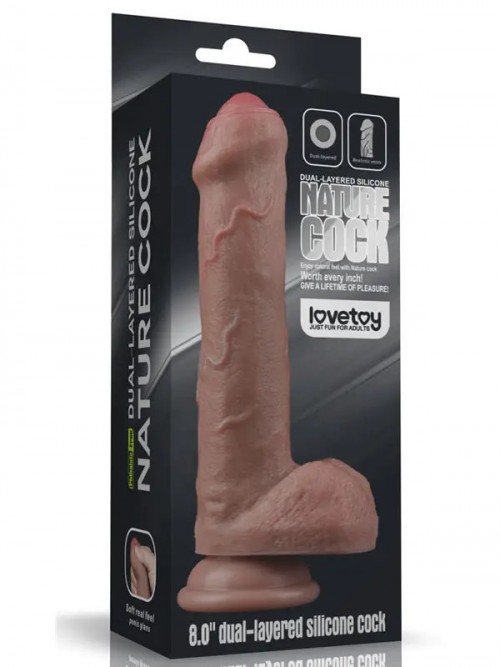 Lovetoy 8” Dual Layered Silicone Sünnetsiz Realistik Penis 20.5 cm Ek Resim