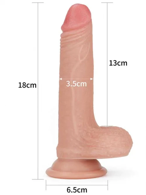 LoveToy Çift Katmanlı Platinyum Silikon Realistik Dildo 18 cm 4
