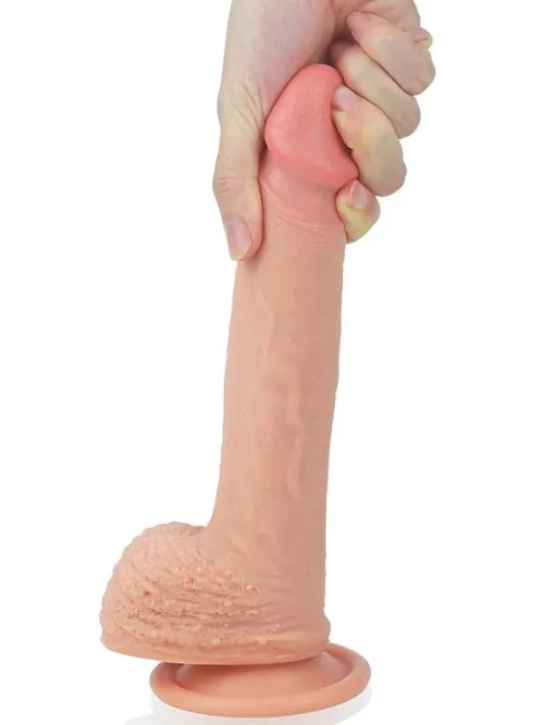 LoveToy Çift Katmanlı Platinyum Silikon Realistik Dildo 22 cm 4