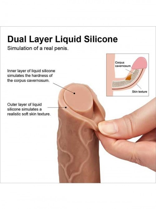 LoveToy Çift Katmanlı Platinyum Silikon Realistik Dildo 22 cm 6