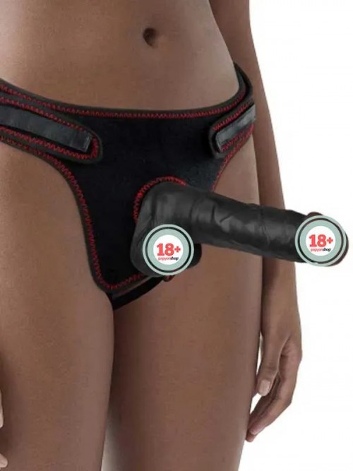 LoveToy Easy Strapon Set Belden Bağlamalı İçi Dolu 20 cm Siyah