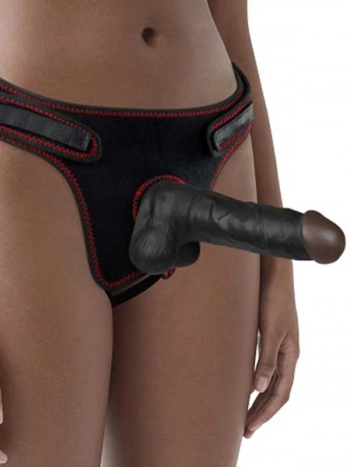 LoveToy Easy Strapon Set Belden Bağlamalı İçi Dolu 20 cm Siyah 2