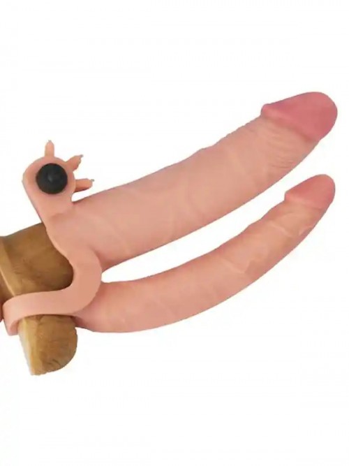 LoveToy Pleasure X Tender İkili Titreşimli Realistik Penis Kılıfı 2.5 cm Uzatmalı 6