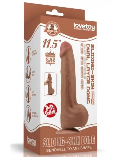 LoveToy Sliding Skin Dual Layer Çift Katmanlı Dildo 29 cm Melez Ek Resim