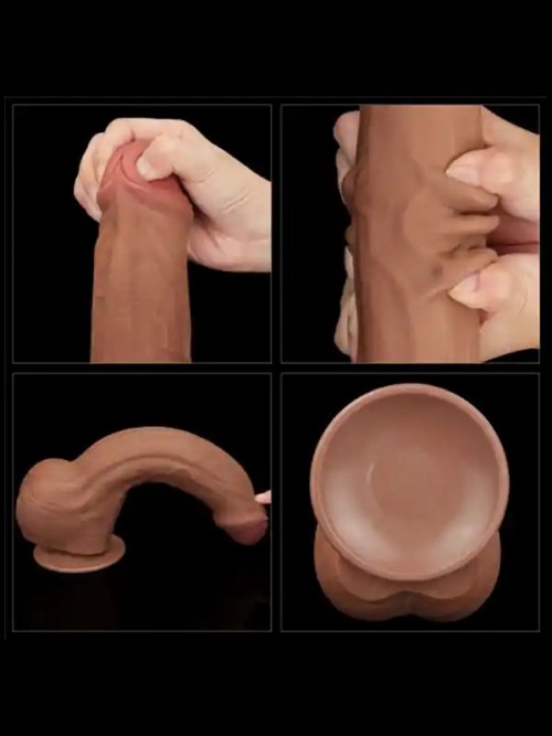 LoveToy Sliding Skin Dual Layer Çift Katmanlı Dildo 29 cm Melez 4