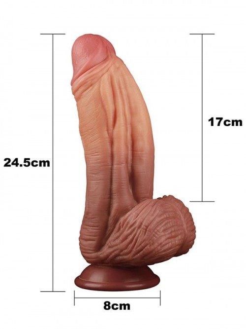 Çift Katmanlı Platinyum Silikon Dildo 25 cm 3