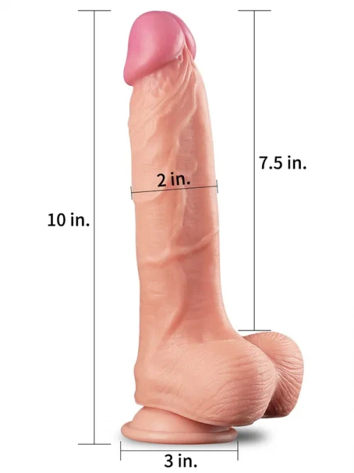 Çift Katmanlı Platinyum Silikon Realistik Dildo 25 cm 4
