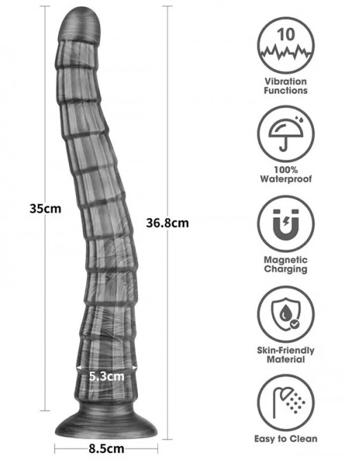 Lovetoy 14.5” King Sized Vibrating Vibrax Slider Titreşimli Şarjlı Anal Dildo 37cm 2