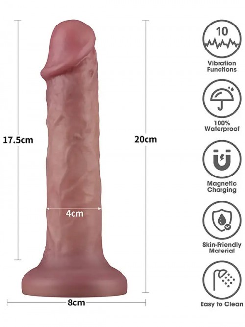 Lovetoy 8” Vibrating Dual Density Power Cock Şarjlı Titreşimli Dildo 20cm 5