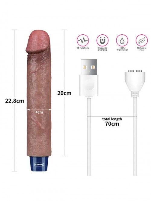 Lovetoy 9″ REAL SOFTEE Titreşimli Şarjlı Et Dokusunda Vibratör 22.8 cm 3