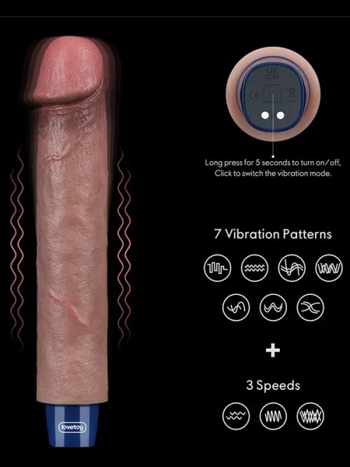 Lovetoy 9″ REAL SOFTEE Titreşimli Şarjlı Et Dokusunda Vibratör 22.8 cm 4