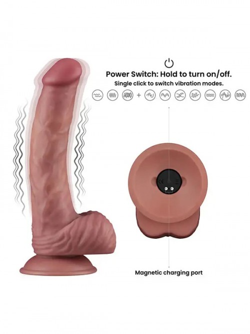 Lovetoy 9” Vibrating Dual Density Power Cock Şarjlı Titreşimli Dildo 23cm 4
