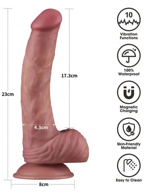 Lovetoy 9” Vibrating Dual Density Power Cock Şarjlı Titreşimli Dildo 23cm 3