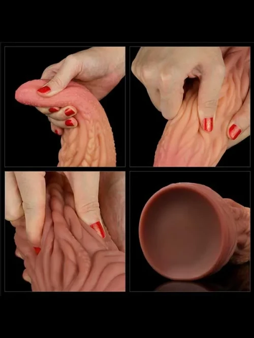 LoveToy Çift Katmanlı Platinyum Silikon Monster Dildo 25 cm Ek Resim