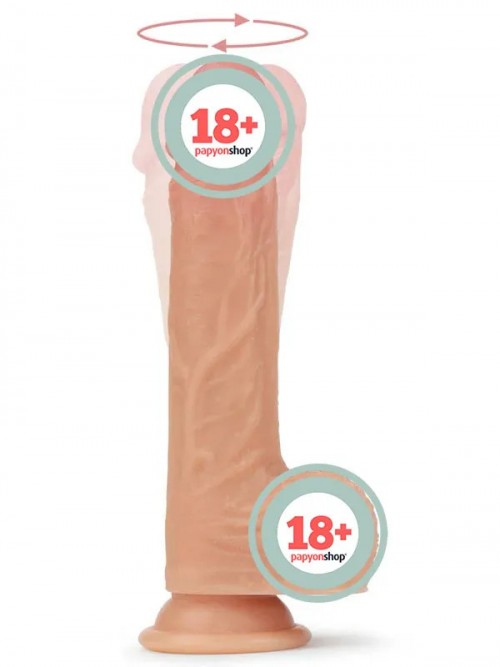 LoveToy Çift Katmanlı Isıtmalı Şarjlı Döner Başlı Titreşimli Realistik Dildo 21.5 cm
