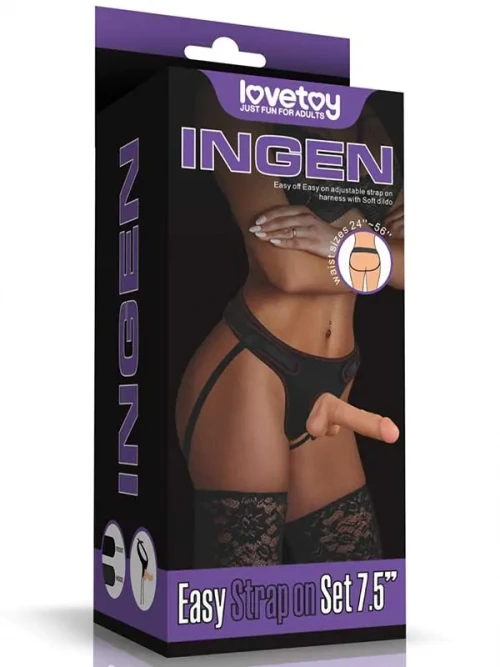 LoveToy Easy Strapon Set Belden Bağlamalı İçi Dolu 20 cm Ek Resim