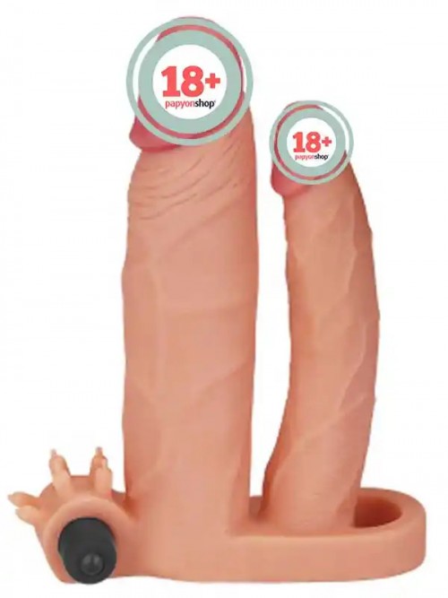 LoveToy Pleasure X Tender İkili Titreşimli Realistik Penis Kılıfı 2.5 cm Uzatmalı