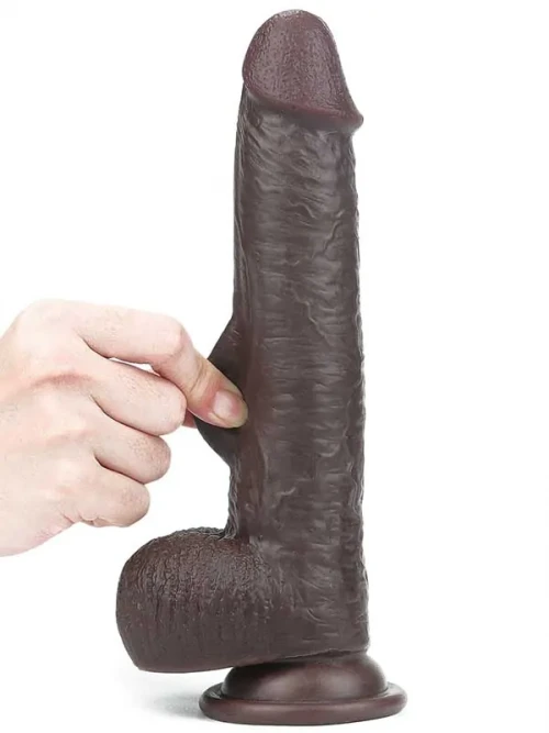 LoveToy Sliding Çift Katmanlı Realistik Dildo 23 cm Siyah 4