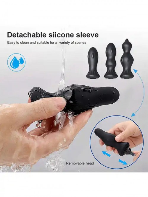 4 Farklı Silikon Plug’lı Şarjlı Titreşimli Şişirilebilir Anal Set Ek Resim