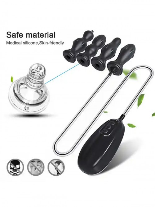 4 Farklı Silikon Plug’lı Şarjlı Titreşimli Şişirilebilir Anal Set Ek Resim