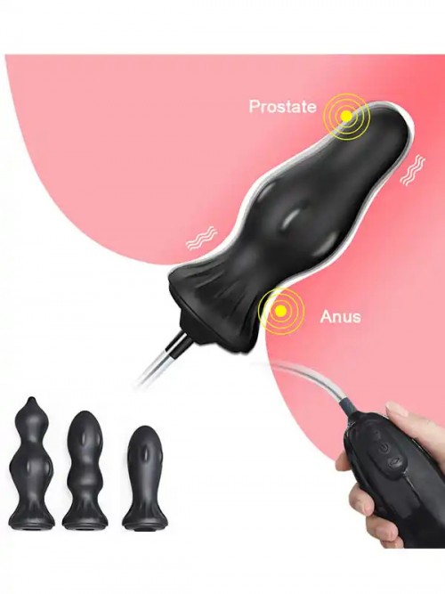 4 Farklı Silikon Plug’lı Şarjlı Titreşimli Şişirilebilir Anal Set 6
