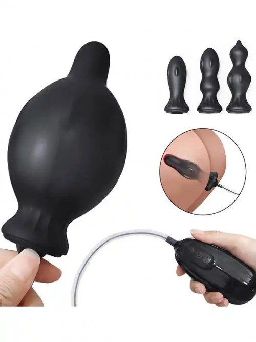 4 Farklı Silikon Plug’lı Şarjlı Titreşimli Şişirilebilir Anal Set 4