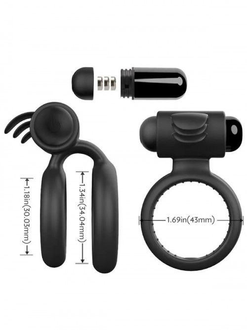 Çift Halkalı Klitoris Uyarıcılı Titreşimli Penis Halkası 3