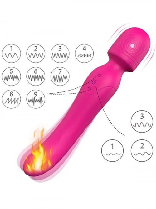 Çift Taraflı Isıtmalı Masaj Wand Vibratör 23 cm 4
