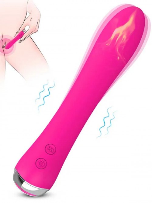 Isıtmalı Güçlü Şarjlı Titreşimli Esnek Silikon Vibratör 17.5 cm 2