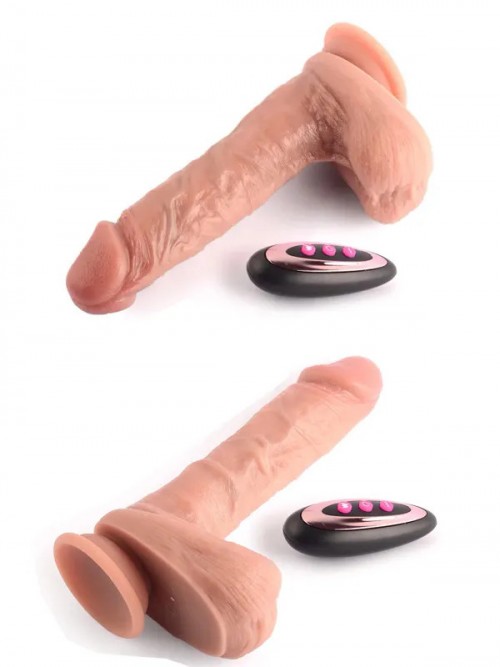 NOXXX Isıtmalı İleri Geri Hareketli Çift Katmanlı Uzaktan Kumandalı Şarjlı Dildo 21 cm Melez 3