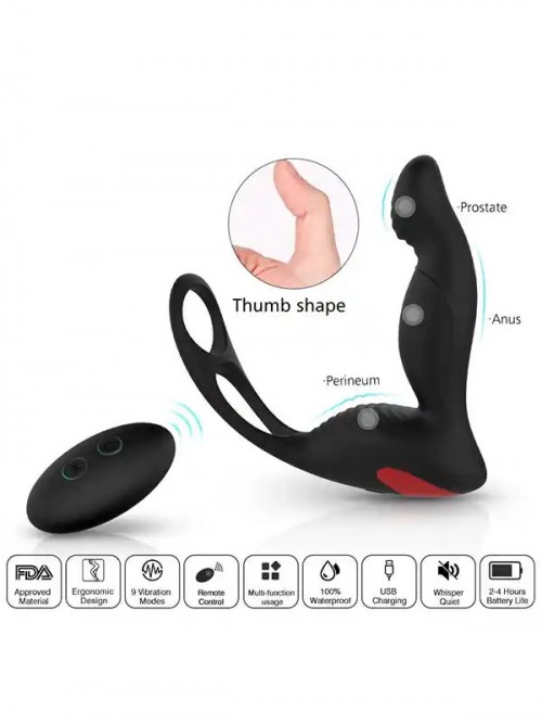 Langer-RTC Prostat ve Penis Halkalı Şarjlı Uzaktan Kumandalı Anal Vibratör 6