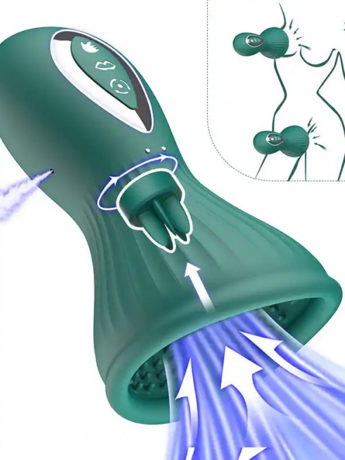 NOXXX Emme ve Dil Yalamalı Titreşimli Şarjlı Göğüs Vajina Pompası 3